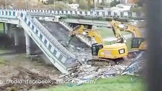 Moment zawalenia się wiaduktu w Alei Monte Cassino w Koszalinie