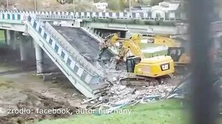 Moment zawalenia się wiaduktu w Alei Monte Cassino w Koszalinie